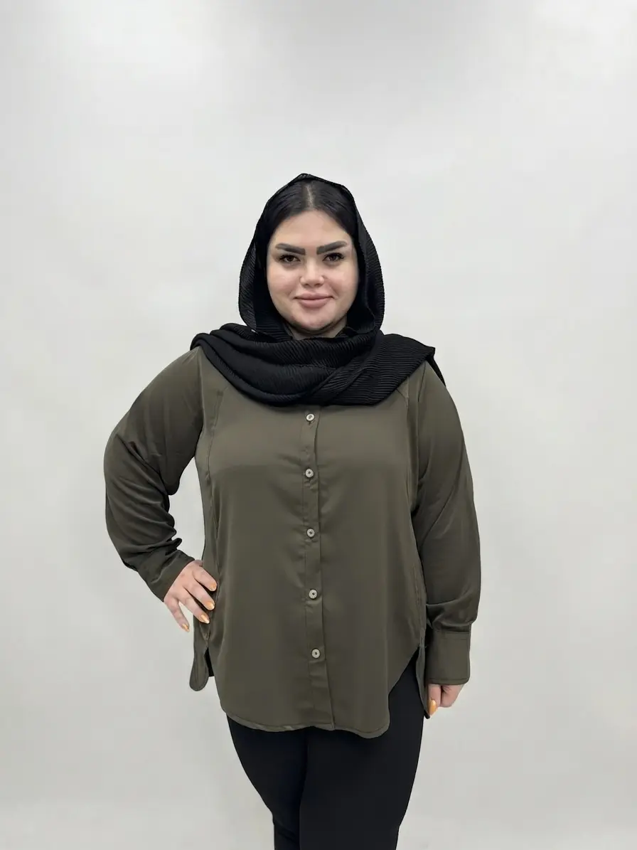 شومیز سایز بزرگ زنانه ژاکلین دکمه دار